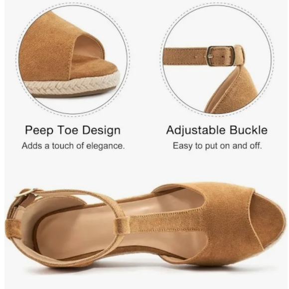 FUDYNMALC Womens Size 8 Sandal Wedges Brown New In Box - Picture 4 of 8